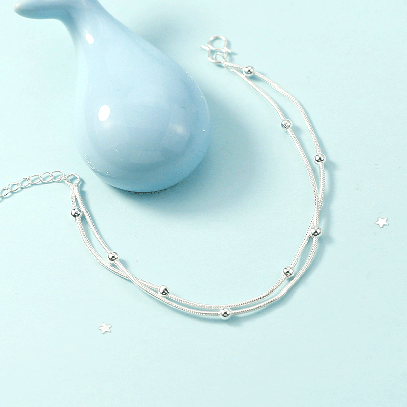 Korean Silver Plated Anklet | Copper Geometric Natural