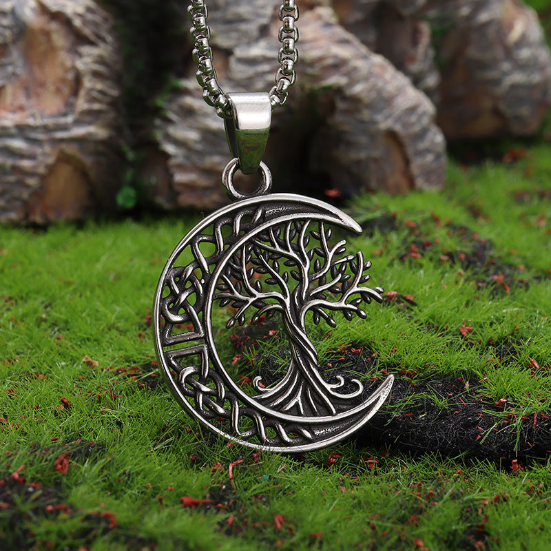 Nordic Viking Celtic Knot Tree of Life Pendant Necklace | Titanium Steel