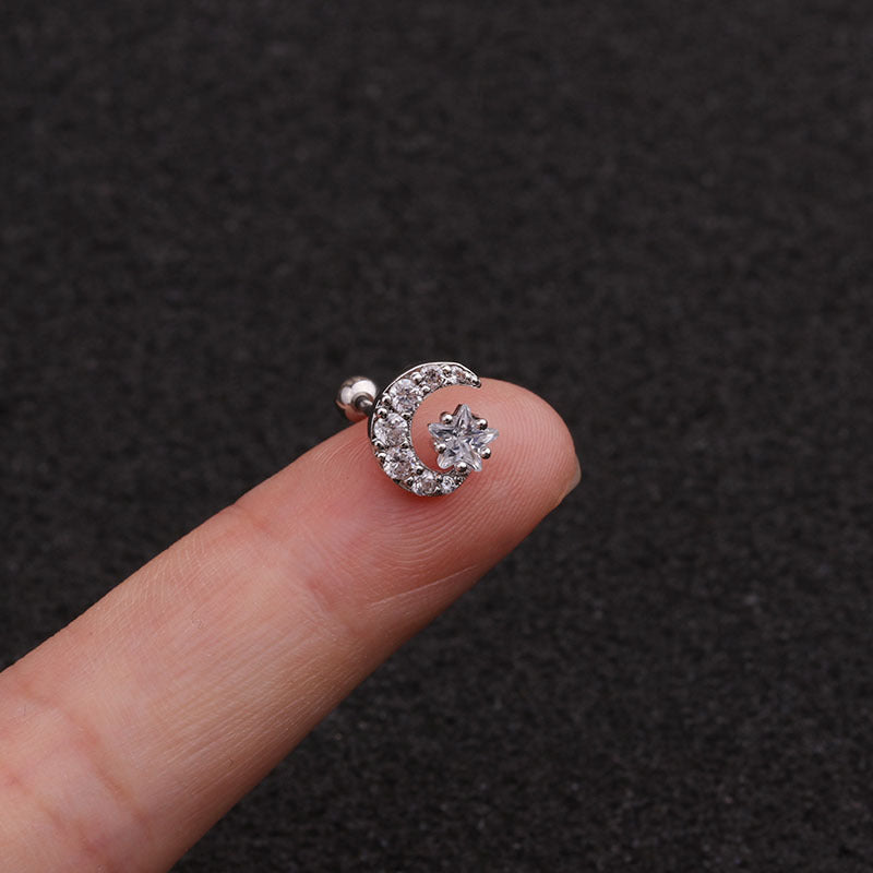 Double Head Screw Earrings | Metal Zircon Inlaid 6 Styles