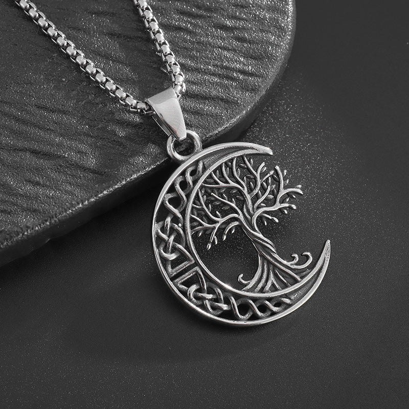 Nordic Viking Celtic Knot Tree of Life Pendant Necklace | Titanium Steel