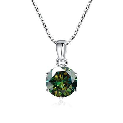 925 Silver Round Moissanite Pendant Necklace