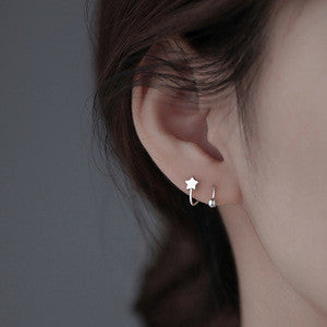 Ear Bone Stud Earrings | Brass Heart Star Round 3 Styles