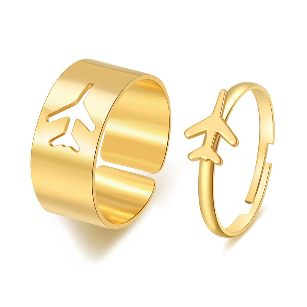Butterfly 2-Piece Couple Ring Set | Punk INS Style Gold Silver