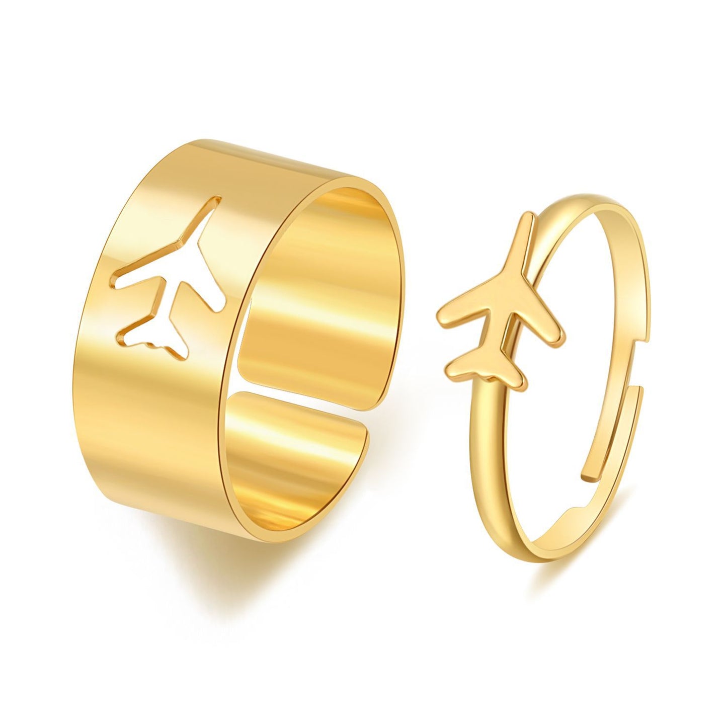Butterfly 2-Piece Couple Ring Set | Punk INS Style Gold Silver