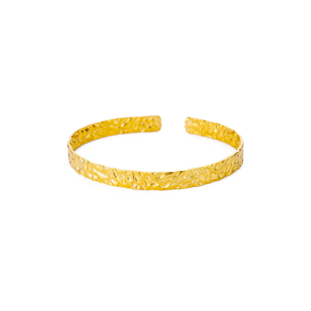 Pleated Pattern Open Bracelet for Women in Stainless Steel