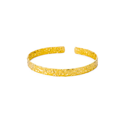 Pleated Pattern Open Bracelet for Women in Stainless Steel