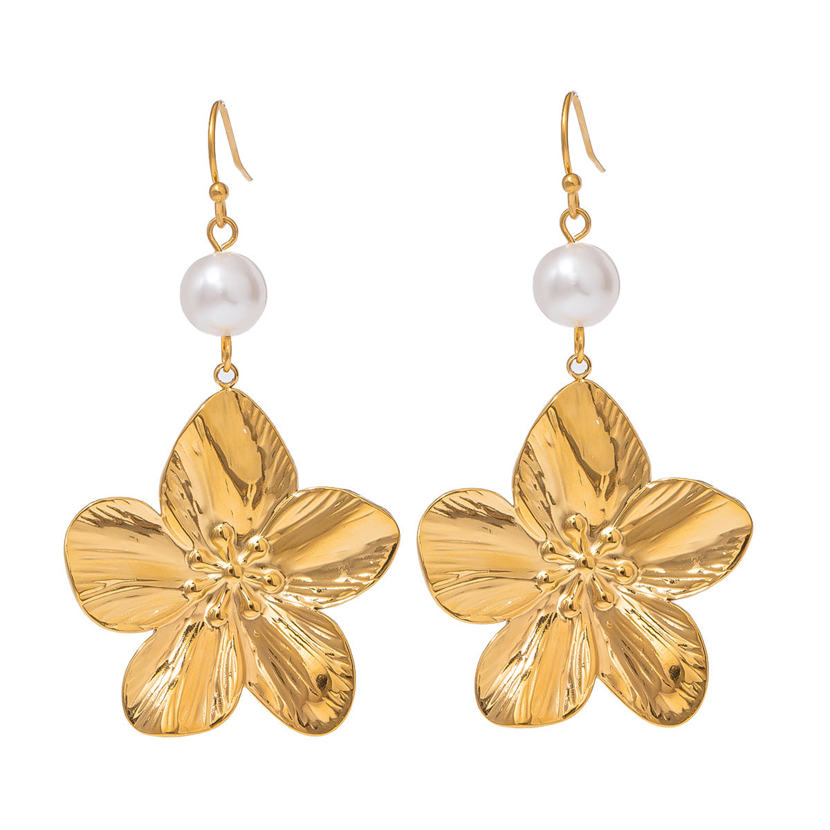 18K Gold Stainless Steel Flower Earrings | INS Style Floral Stud