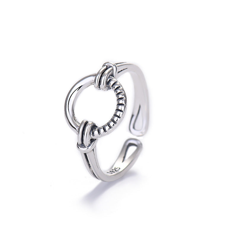 S925 Thai Silver Circle Ring | Adjustable Unisex Geometric