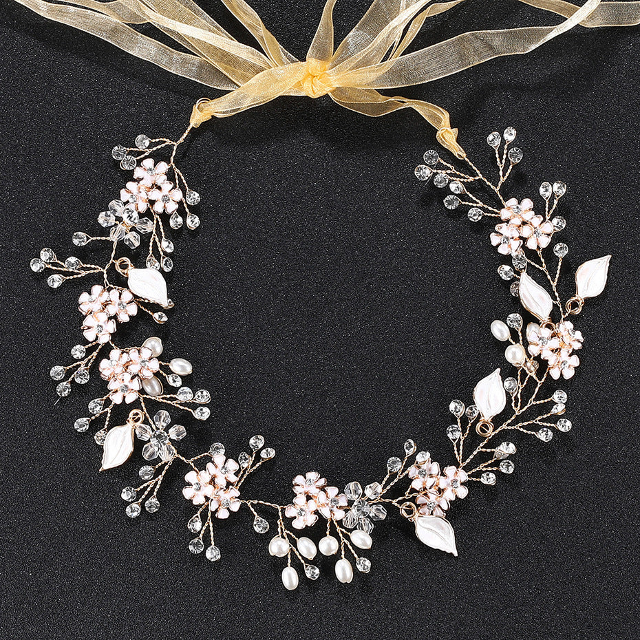 Pearl Flower Headband | Handmade Alloy European Gold Silver 40cm