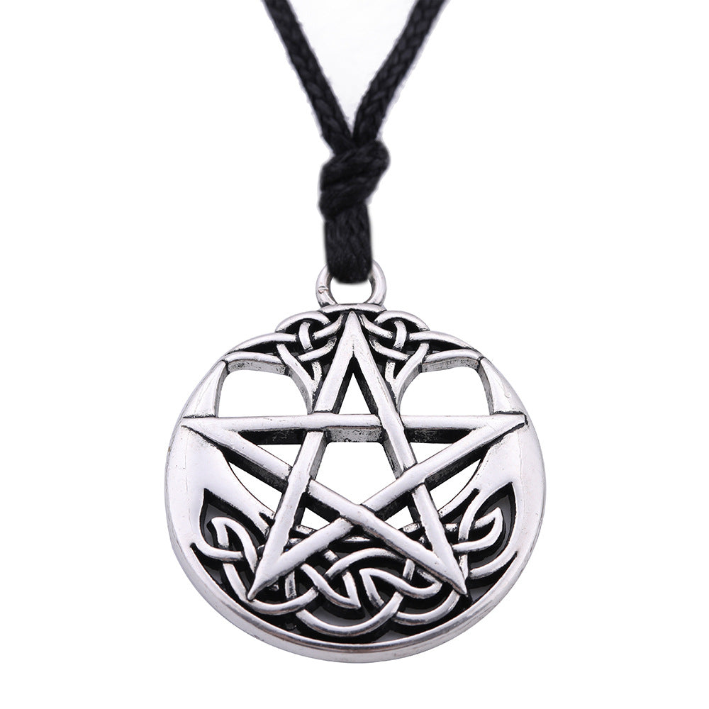 Lucky Round Pentagram Pendant Necklace