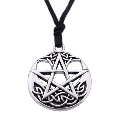 Lucky Round Pentagram Pendant Necklace