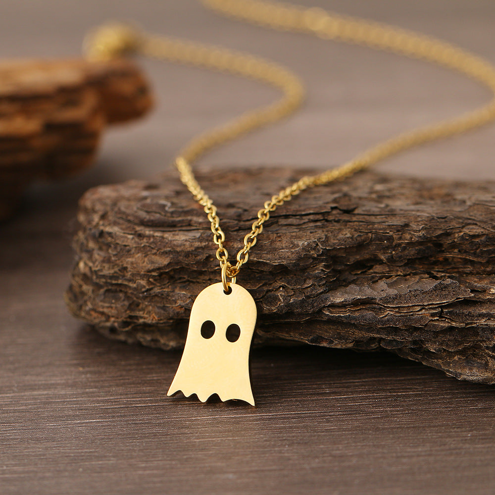 925 Silver Cute Ghost Pendant Necklace