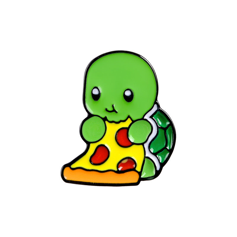 Pizza Turtle Brooch | Alloy Electroplated European Fun Design