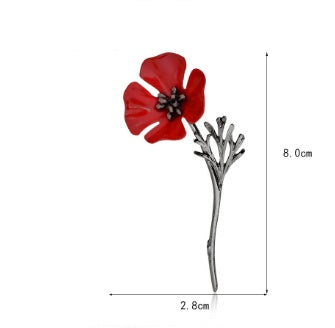 Red Flower Brooch | Alloy Floral Decorative Pin