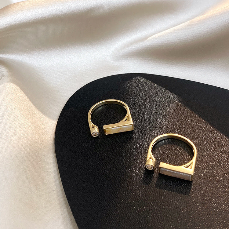 Marble Zircon Geometric Ring