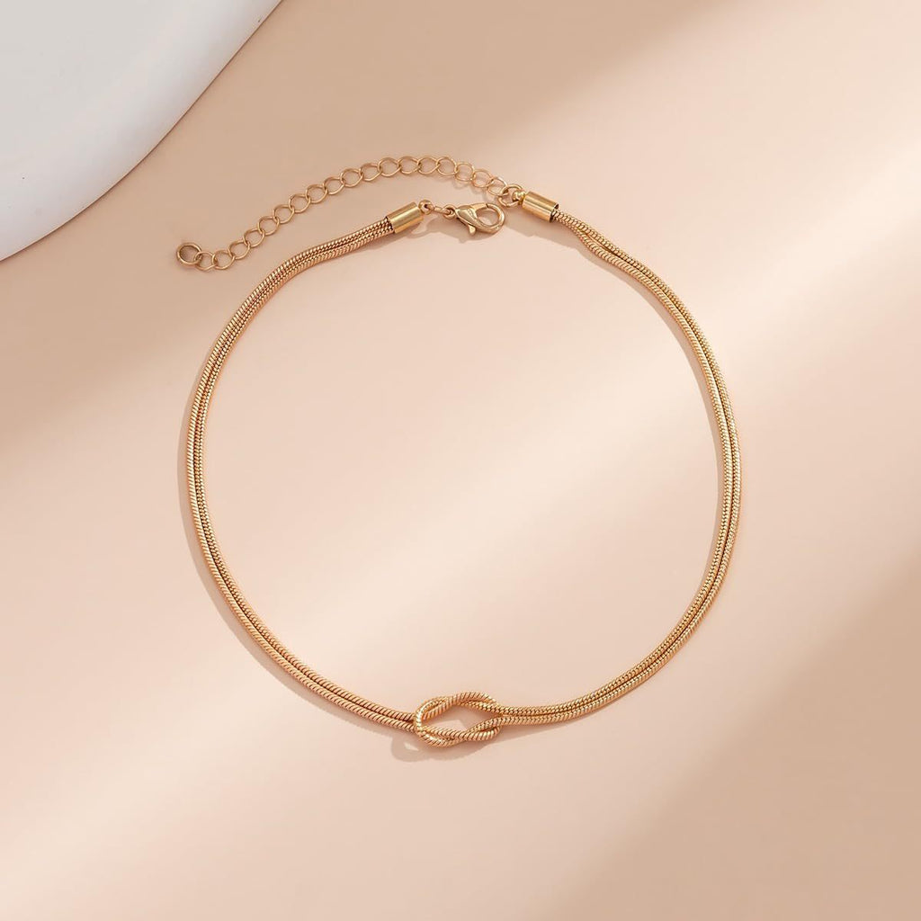 Twist Heart Knot Snake Bone Chain Bracelet