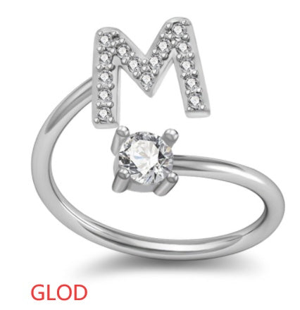 A-Z Initial Letter Ring for Women and Men | Adjustable Alloy