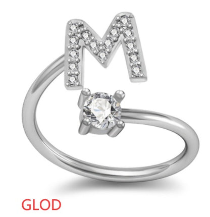 A-Z Initial Letter Ring for Women and Men | Adjustable Alloy