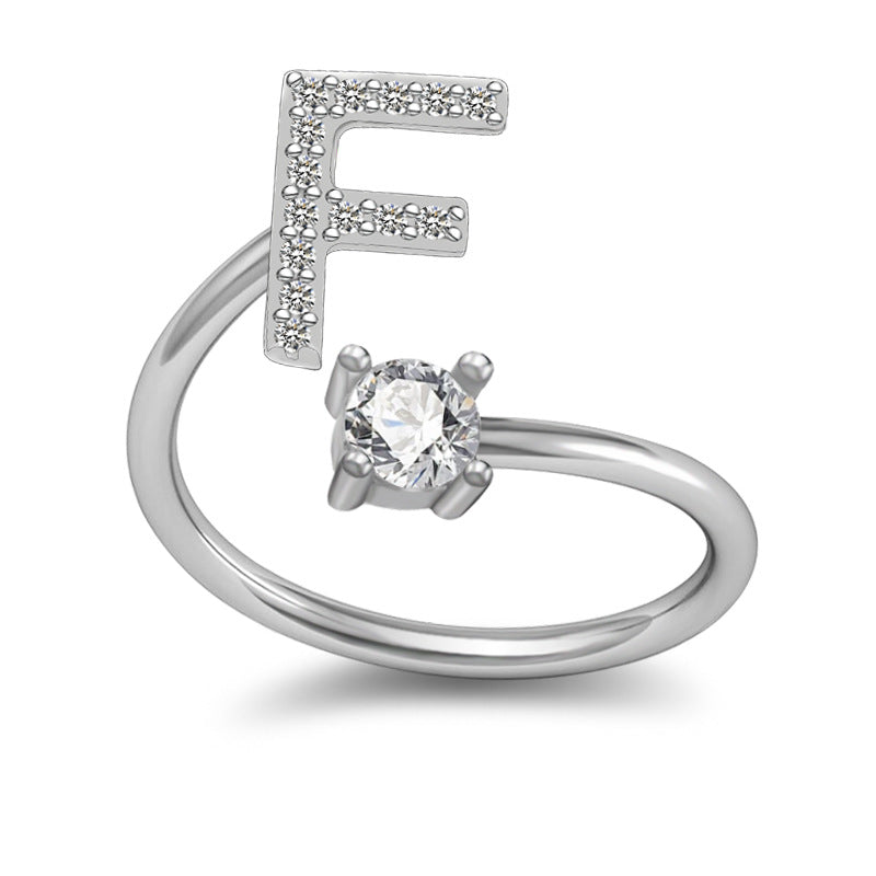 A-Z Initial Letter Ring for Women and Men | Adjustable Alloy