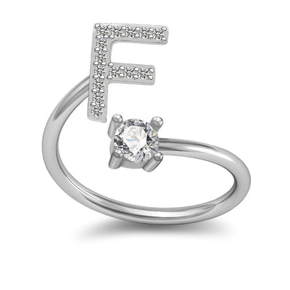 A-Z Initial Letter Ring for Women and Men | Adjustable Alloy