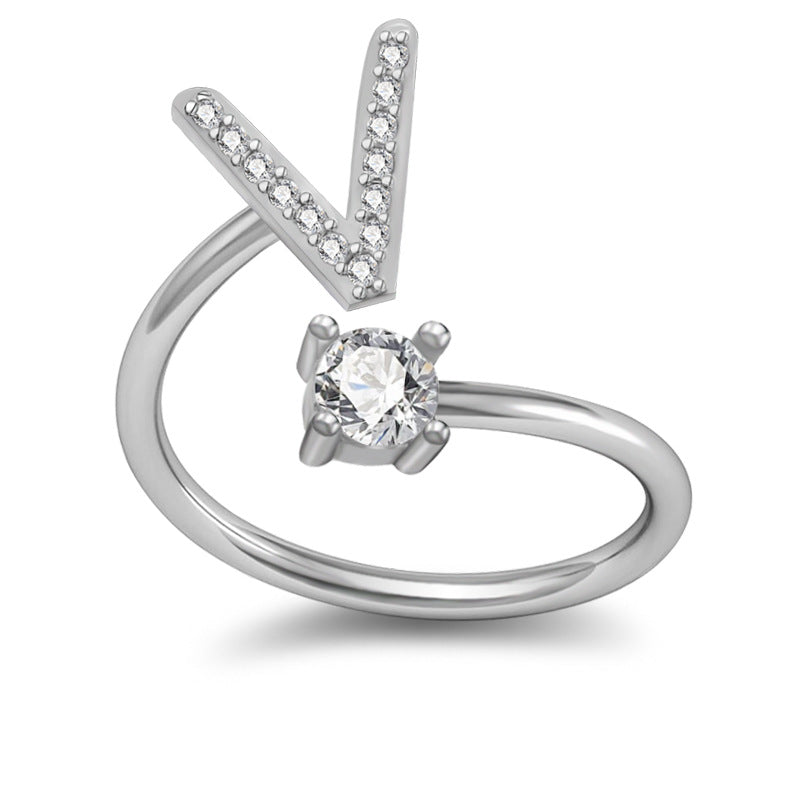 A-Z Initial Letter Ring for Women and Men | Adjustable Alloy