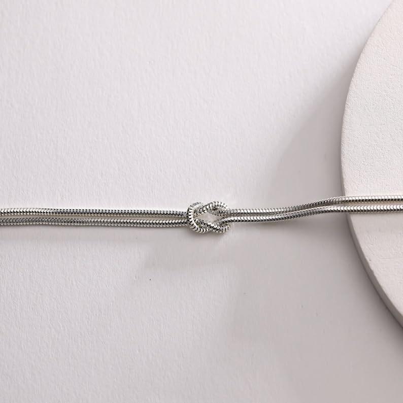 Twist Heart Knot Snake Bone Chain Bracelet