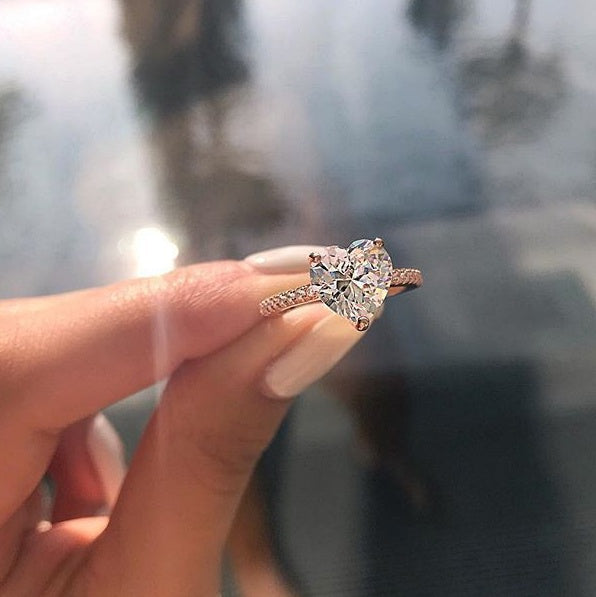 Zircon Heart Ring for Women | Gold Plated