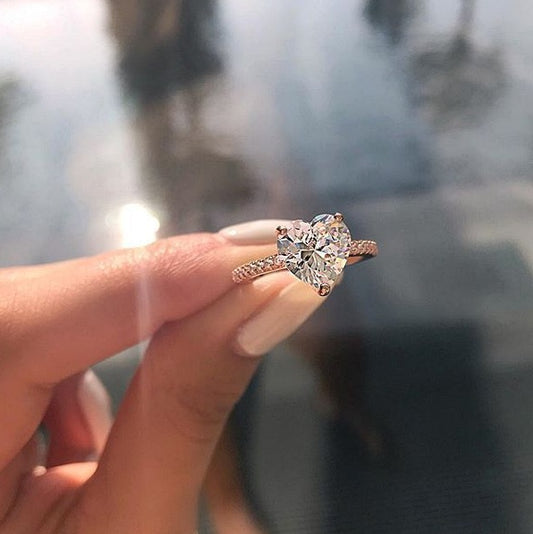 Zircon Heart Ring for Women | Gold Plated