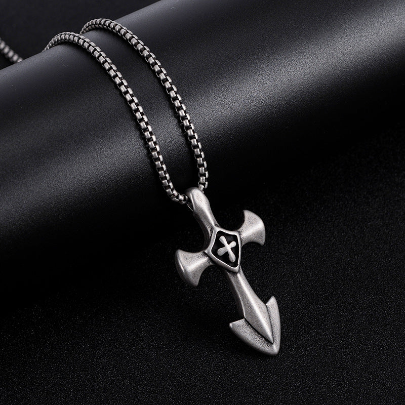 Men's Hip Hop Dog Tag Pendant Necklace in Titanium Steel