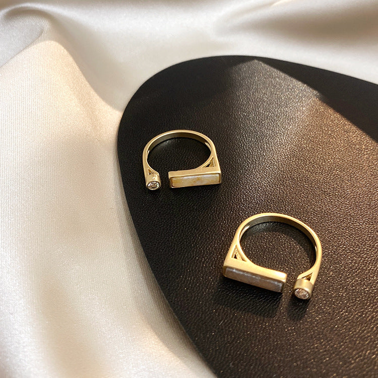 Marble Zircon Geometric Ring