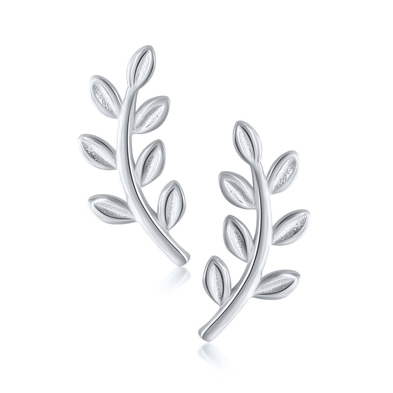 S925 Sterling Silver Leaf Earrings | Geometric Simple Style
