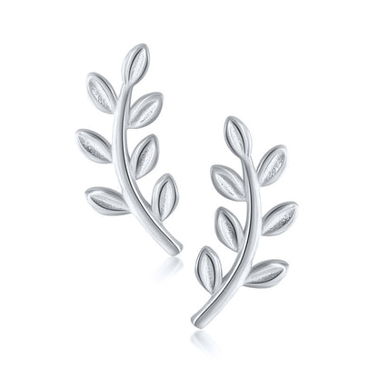 S925 Sterling Silver Leaf Earrings | Geometric Simple Style