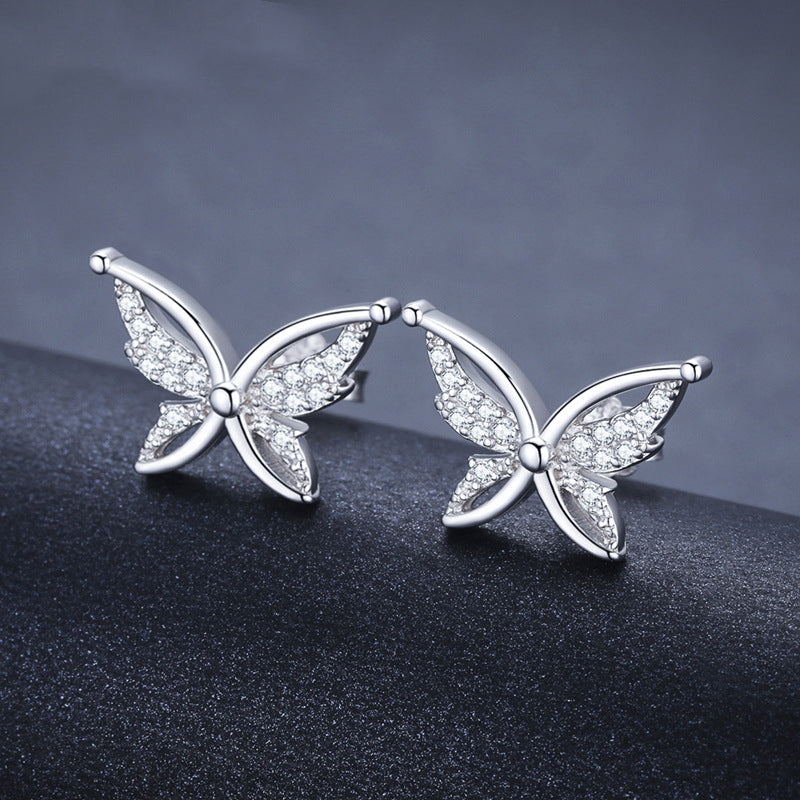 Full Rhinestone Butterfly Stud Earrings | Copper Black Natural