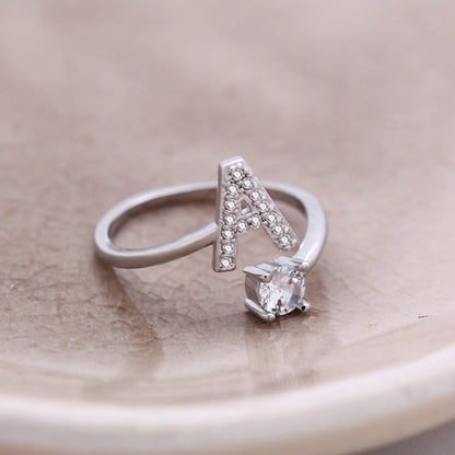 A-Z Initial Letter Ring for Women and Men | Adjustable Alloy