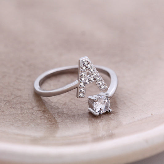 A-Z Initial Letter Ring for Women and Men | Adjustable Alloy