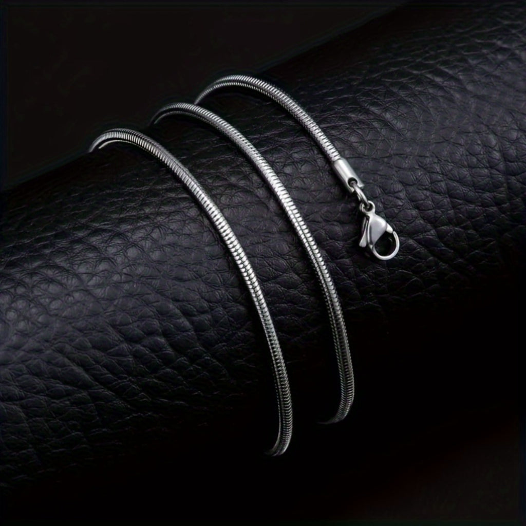 Men's Punk Stainless Steel Round Snake Chain Necklace