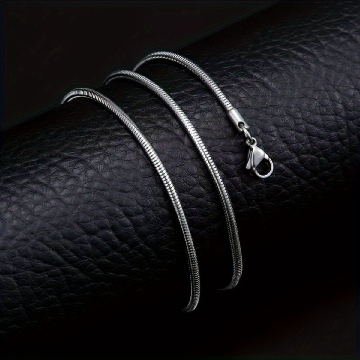 Men's Punk Stainless Steel Round Snake Chain Necklace