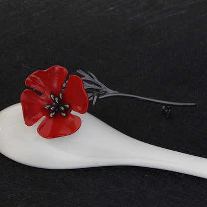 Red Flower Brooch | Alloy Floral Decorative Pin