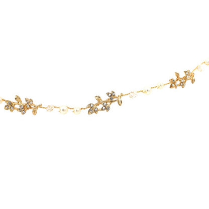 Beaded Leaf Bridal Hair Ornament | Alloy Gold 38cm Simple