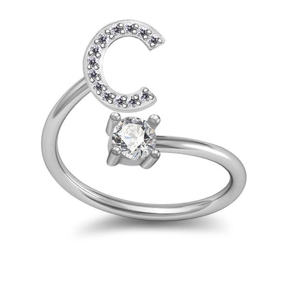 A-Z Initial Letter Ring for Women and Men | Adjustable Alloy