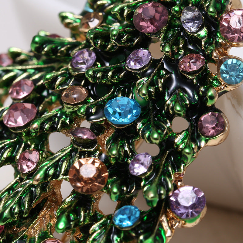 Christmas Tree Brooch | Alloy Korean Diamond Oil Drop 37x53mm