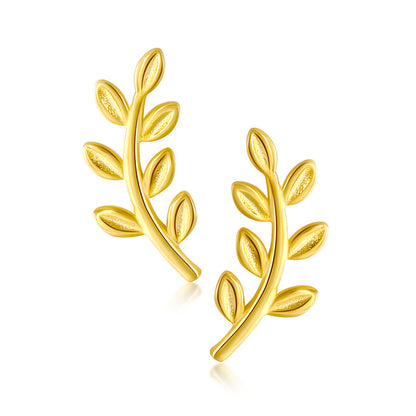 S925 Sterling Silver Leaf Earrings | Geometric Simple Style