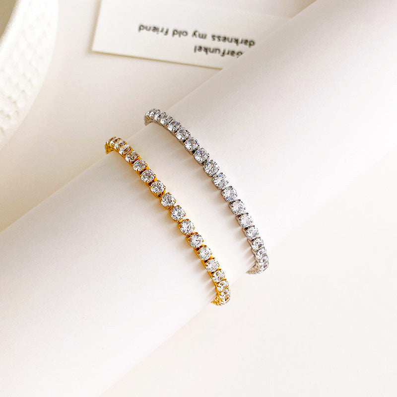 Full Diamond Titanium Steel Couple Bracelet | Gold and Steel