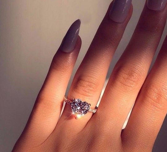 Zircon Heart Ring for Women | Gold Plated