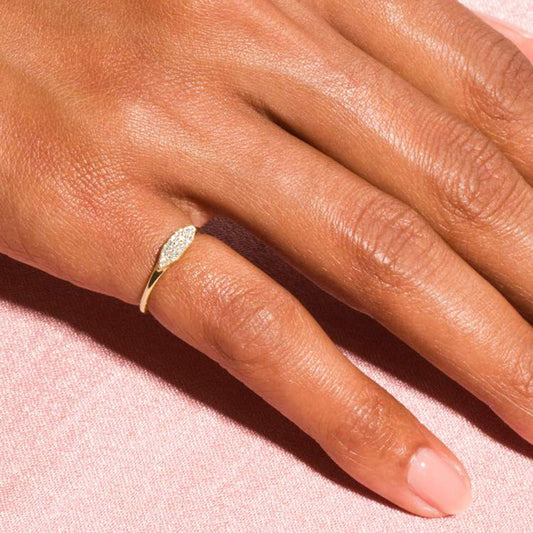Gold Plated Zircon Micro Setting Ring | Copper White Gold 14K