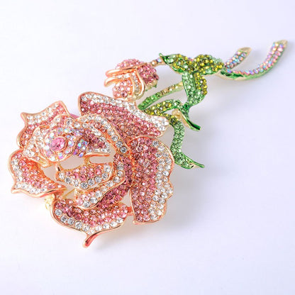 Rose Brooch | Alloy Diamond Setting Pink European Style