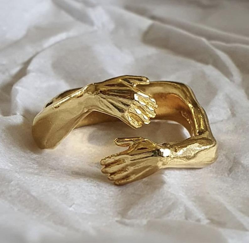Love Hands Embracing Ring for Women | Romantic Design