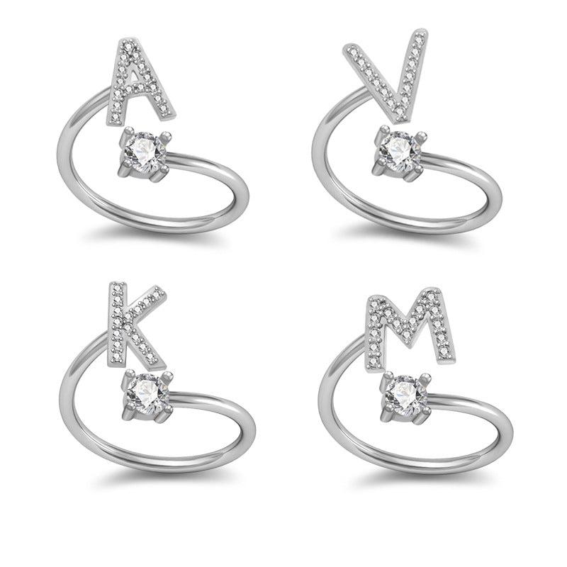 A-Z Initial Letter Ring for Women and Men | Adjustable Alloy