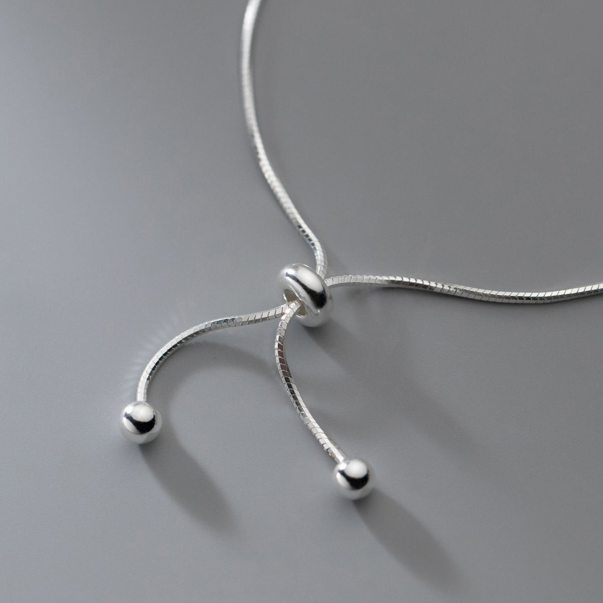 925 Silver Beads Snake Bone Adjustable Bracelet