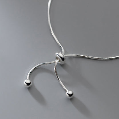 925 Silver Beads Snake Bone Adjustable Bracelet